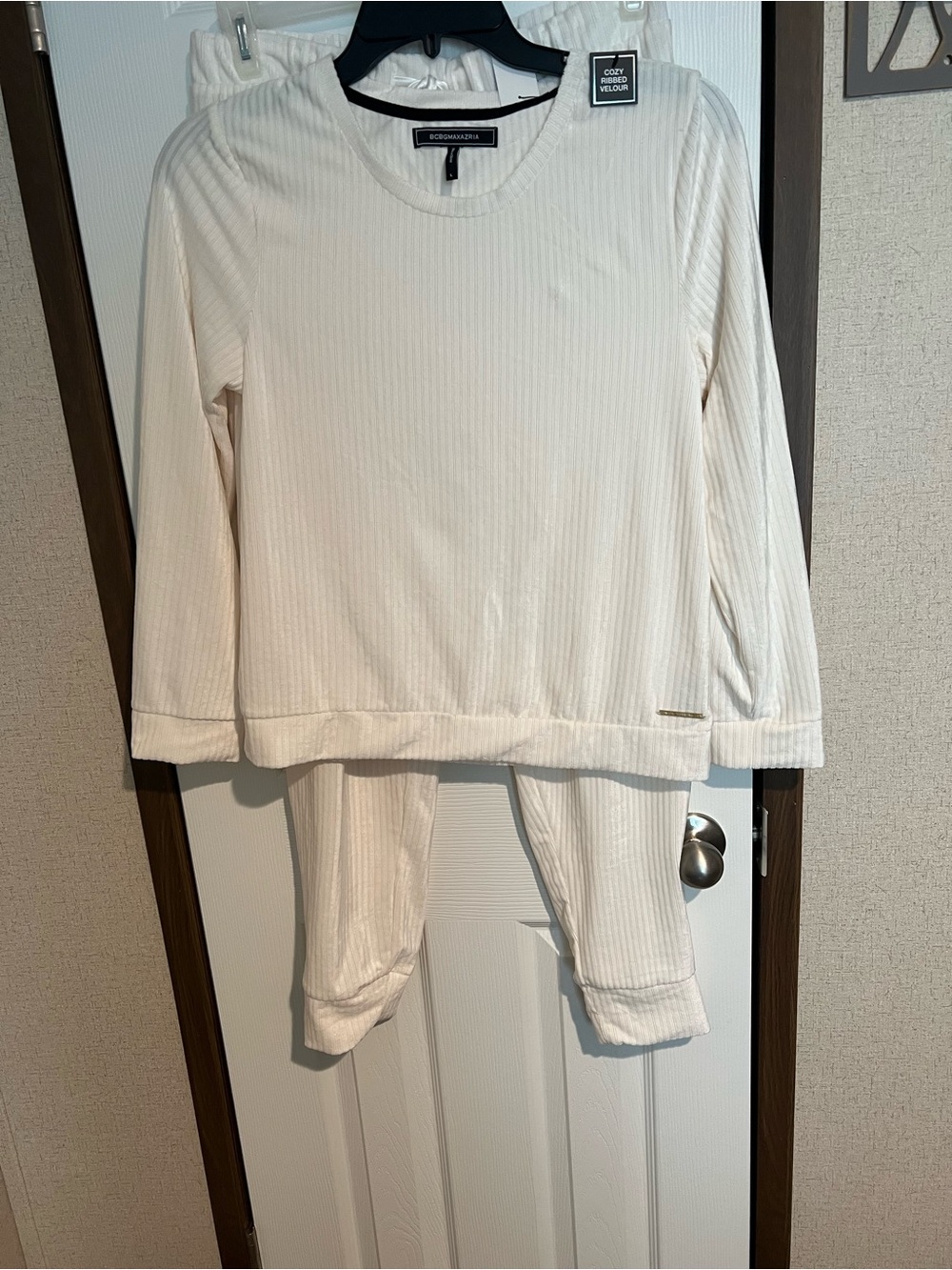 Cozy Ribbed White Loungewear Set